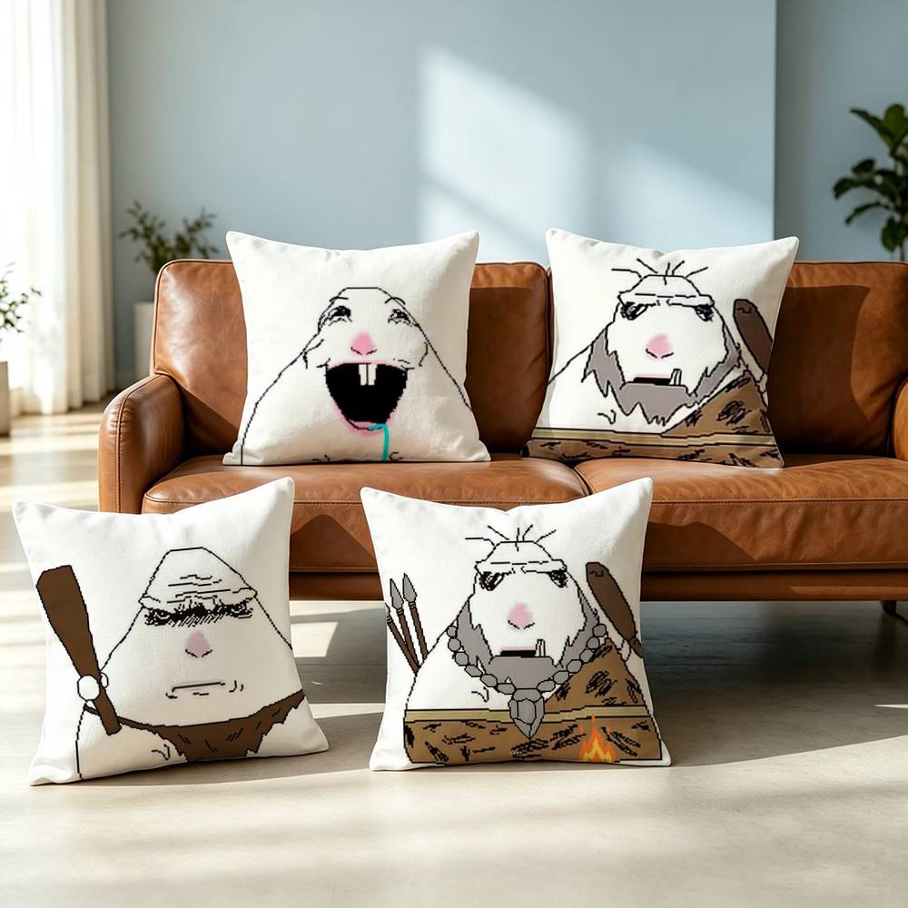 Hamster C-Caveman FUNNY Square Double-Sided printed Pillow Case Bedroom Bedside Pillow Sofa Cushion Cover Gift