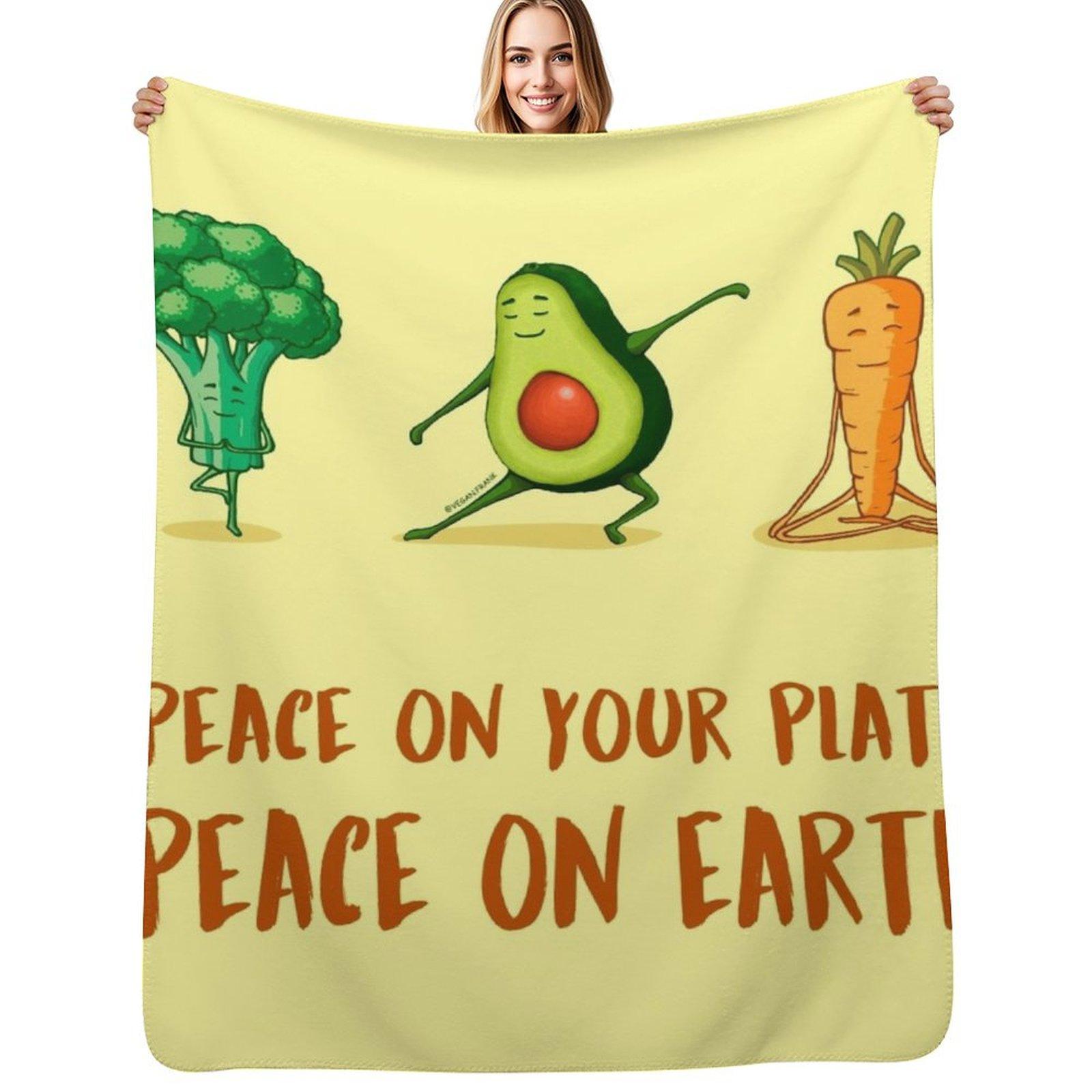 Cute Yoga veggies: broccoli - avocado - carrot Throw Blanket Cozy Microfiber Throw Blanket for Home Bedroom Size: 75*100cm, Weight: 230 GSM