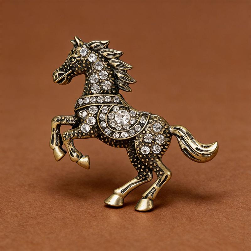 Luxury Strong Horse Brooches For Women Unisex 4-Color Elegant Enamel Animal Year Of The Horse Brooch Pins Gifts