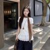 Cotton French Crew Neck Lace Splicing Long Sleeve T-Shirt Women's Summer Slim Skinny Age Reducing Bottom Top