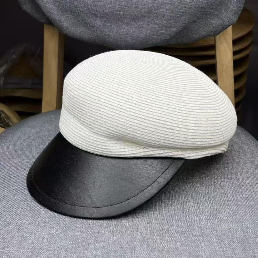 Béret en paille printanier pour femme - Chic français Élégant Unique et Amincissant Casquette Gavroche
