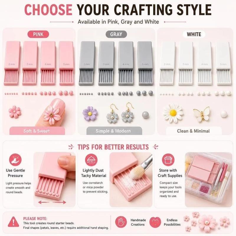 Nagelkunst Perlenroller 4-teiliges Set 3D-Druck Ton Gel Ball Herstellungswerkzeug 2-5 mm Größen für Maniküre zu Hause Tägliche Anwendung