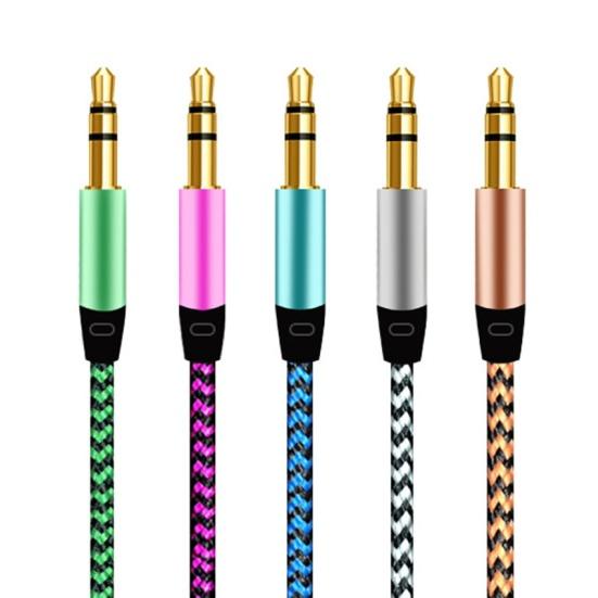 1m Braided 3.5mm AUX Male to Male Stereo Audio Adapter Cable for PC DVD Speaker