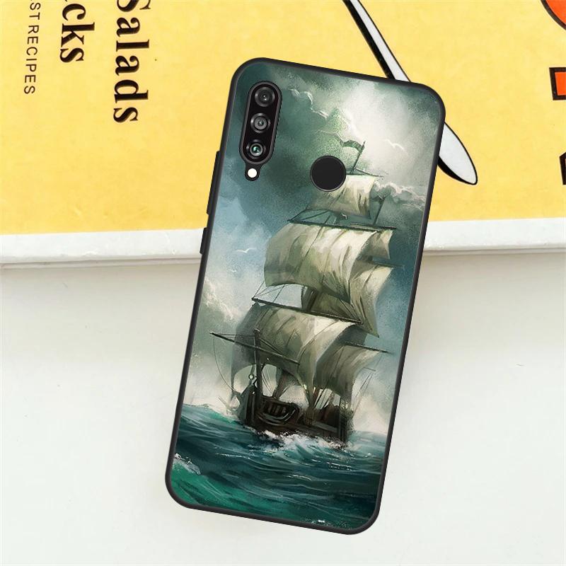 Sailing Pirate Ship Boat For Huawei Nova 9 10 SE 7i 8i 11i 12i 12s Y73 Y72 Y61 Y91 Y90 Y70 P30 P40 Lite Y60 Pro Case