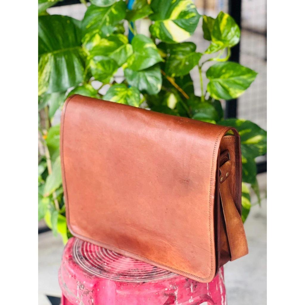 Leather Messenger Bag New Brown Laptop Handmade World