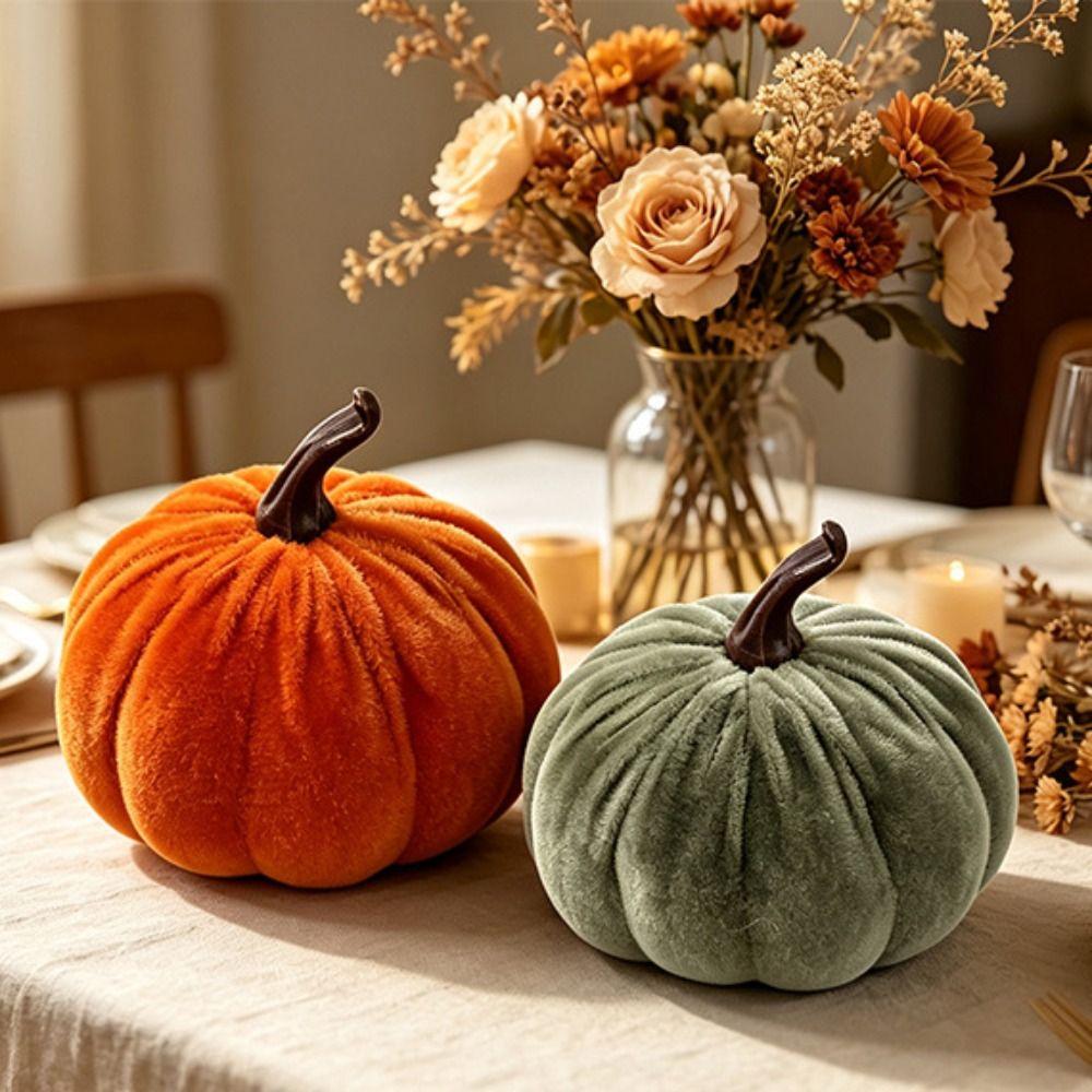 Plush Texture Velvet Pumpkin Velvet Fabric Plush Pumpkin Reusable Artificial Pumpkin Photo Props