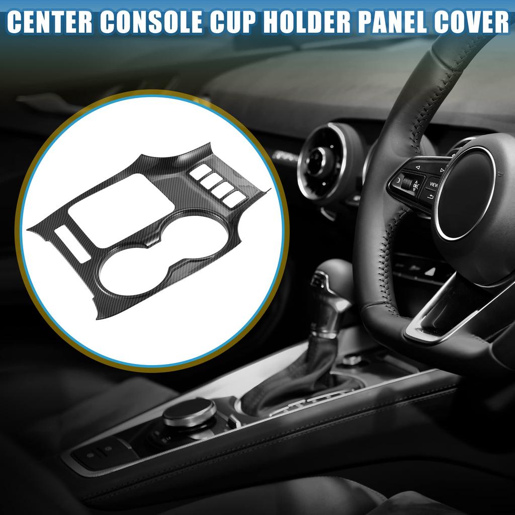 ABSOPRO Carbon Fiber Pattern Center Console Cup Holder Panel Cover Trim for Toyota Highlander 2014 2015 2016 2017 2018 Black 2019,