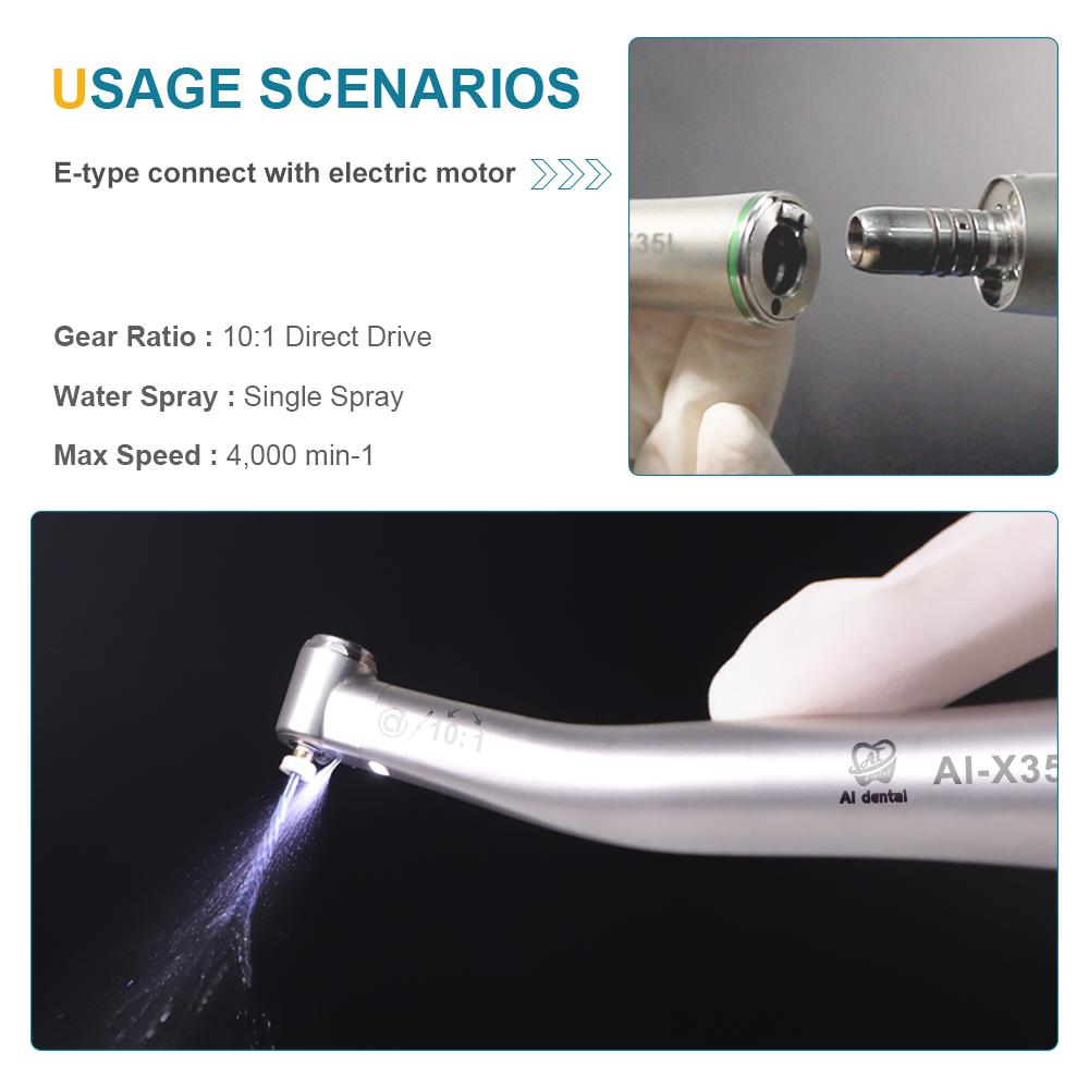 Dental Contra Angle Handpiece AI-X35L 10:1 Reduktion 60º vridande fram- och återgående rörelse med fiberoptik