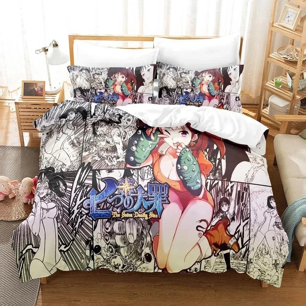 3D Anime Escanor The Seven Deadly Sins Bedding Set Printed With Pillowcase Bed Duvet Cover Soft Queen King Size Bedclothes Home