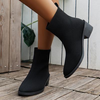 Women's Pointed Toe Ankle Boots Autumn Low Heel Black Short Boots Fashion Comfort Non Slip Large Size Women's Boots