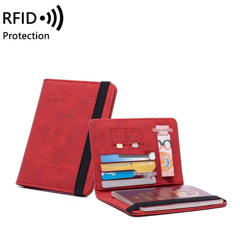Anti-Magnetic RFID Passport and Card Holder - Multifunctional Bifold PU Cover for Travel Documents