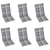 Vidaxl Garden Chairs, 6 Pcs, With Grey Checkered Cushions, Teak
