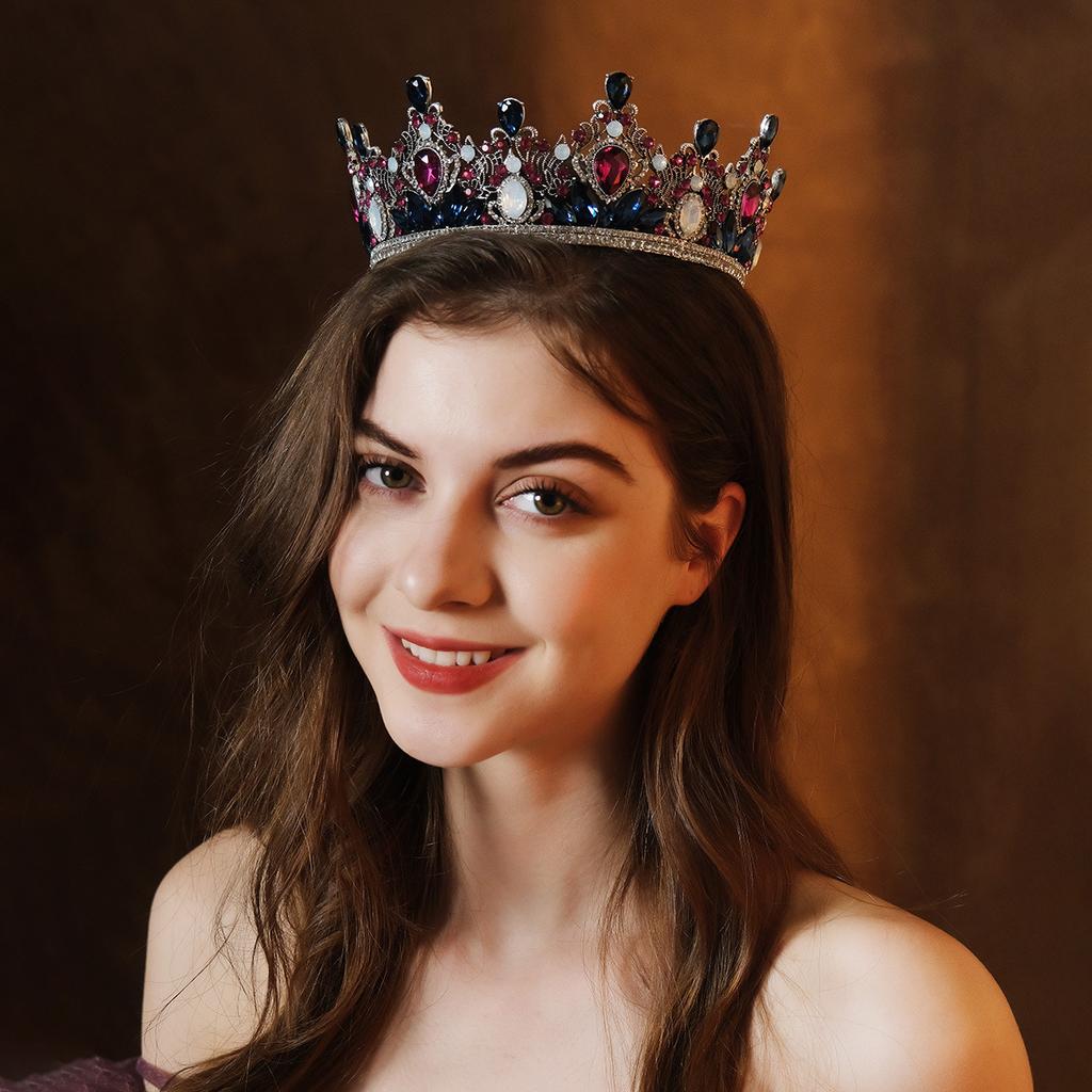 DIEZI 3 Colors Baroque Multicolor Crystal Crown Tiara For Women Girls Wedding Party 2025 New Luxury Elegant Bridal Hair Jewelry