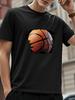 U-Neck Unisex T-Shirt with a Basketball Print, Featuring a Cool Street Style, Essential for Summer Sports And Fitness, Perfect for Young Basketball En
