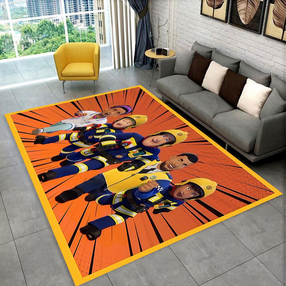 3D Classic Fireman Sam Child Cartoon Carpet Rug for Living Room Bedroom Home Sofa Decoration,Kids Play Non-slip Floor Mat Gift