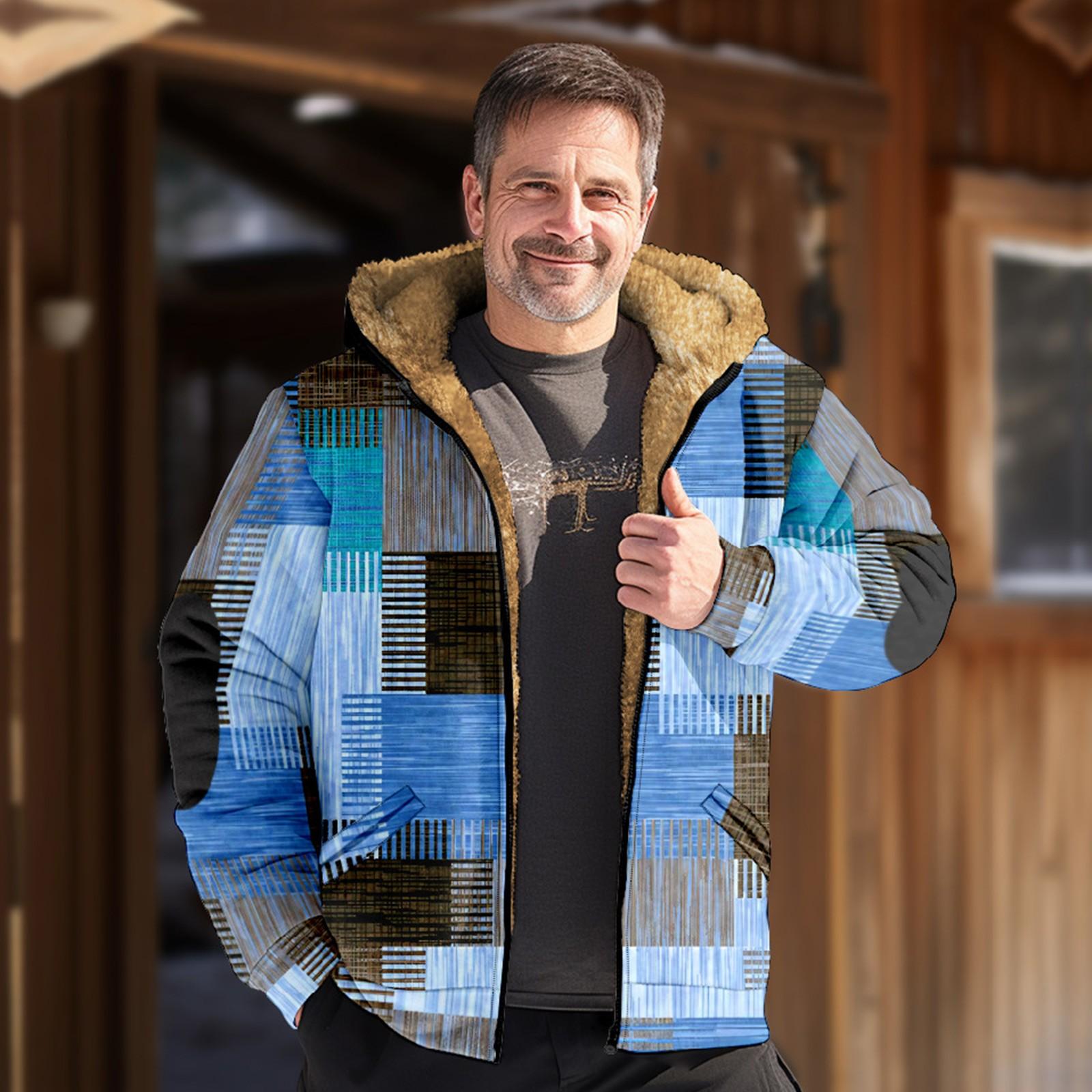 

Men s Print Jacket Men s Spring And Casual Trend Zipper Hooded Jacket XXXXL небо синє кольору