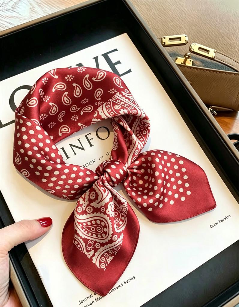 [111 mulberry silk] Bonas women's silk small square scarf silk scarf 11 new autumn and winter gift mother small scarf
