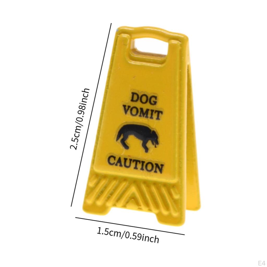 1 Inch Alloy Caution Sign Model for Dollhouse Accessories