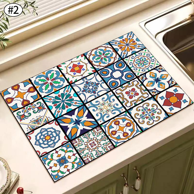 

Retro Draining Pad Super Absorbent Coffee Dish Placemat Retro Kitchen Counter Mat Kitchen Placemat Coffee Dish Drainer Set 30x40cm