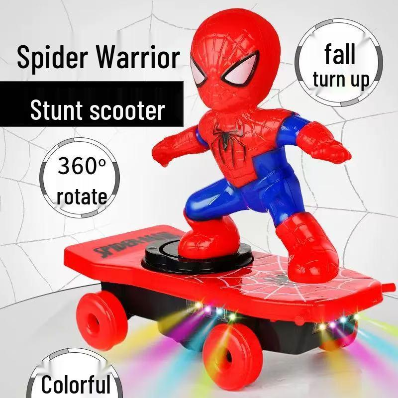 Вращающийся электрический трюковой самокат-игрушка Человек-паук