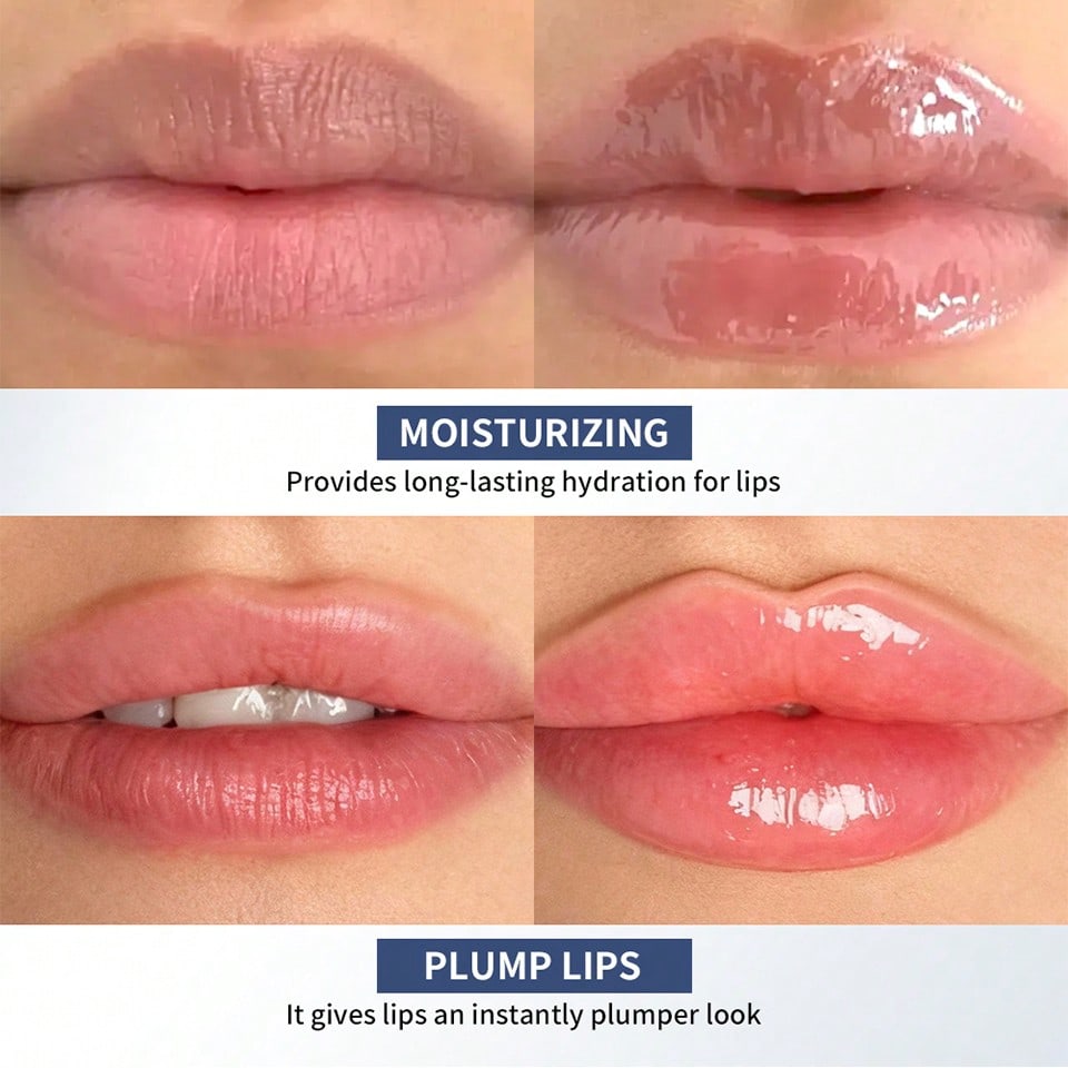 Instant Plumping Lip Oil, Hyaluronic Acid Lip Plumping Essence, Long-Lasting Moisturizing Glossy Lip