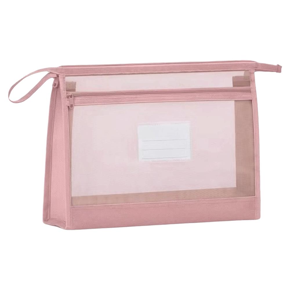 Large Capacity Mesh File Bag Transparent Subject File Bag School Handheld Bag  Travel