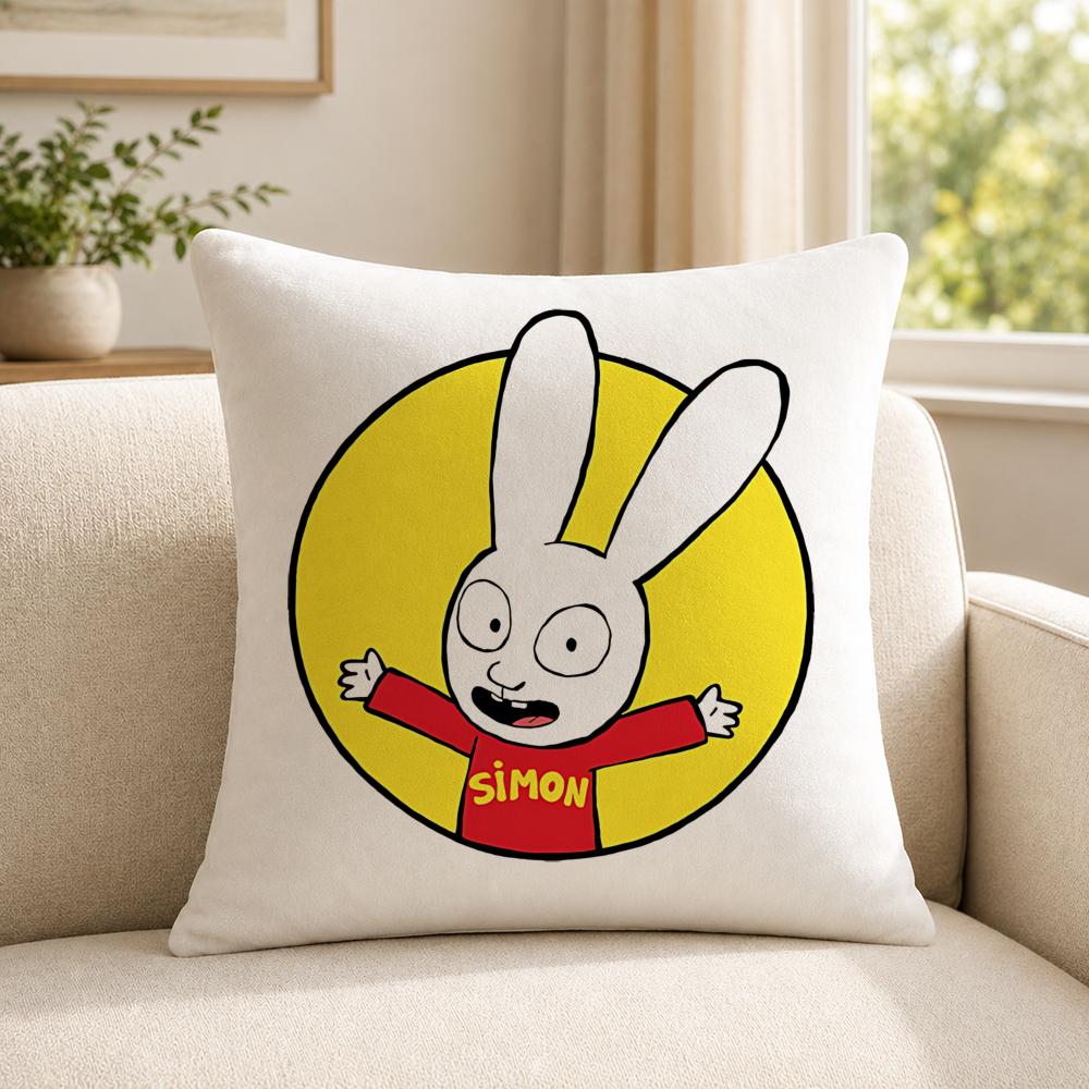Cartoon Ssimon Rabbit Cushion Cover Shortplush Cushion Coverbreathableskinfriendlywashableroom Sofa Decor Gift