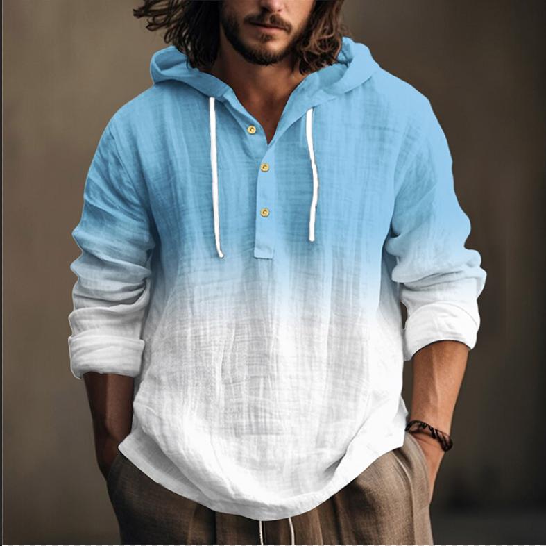 Mintás Férfi Pamut és Vászon Kapucnis Hosszú ujjú Kapucnis Tavaszi és Nyári Hétköznapi Napi Viselet