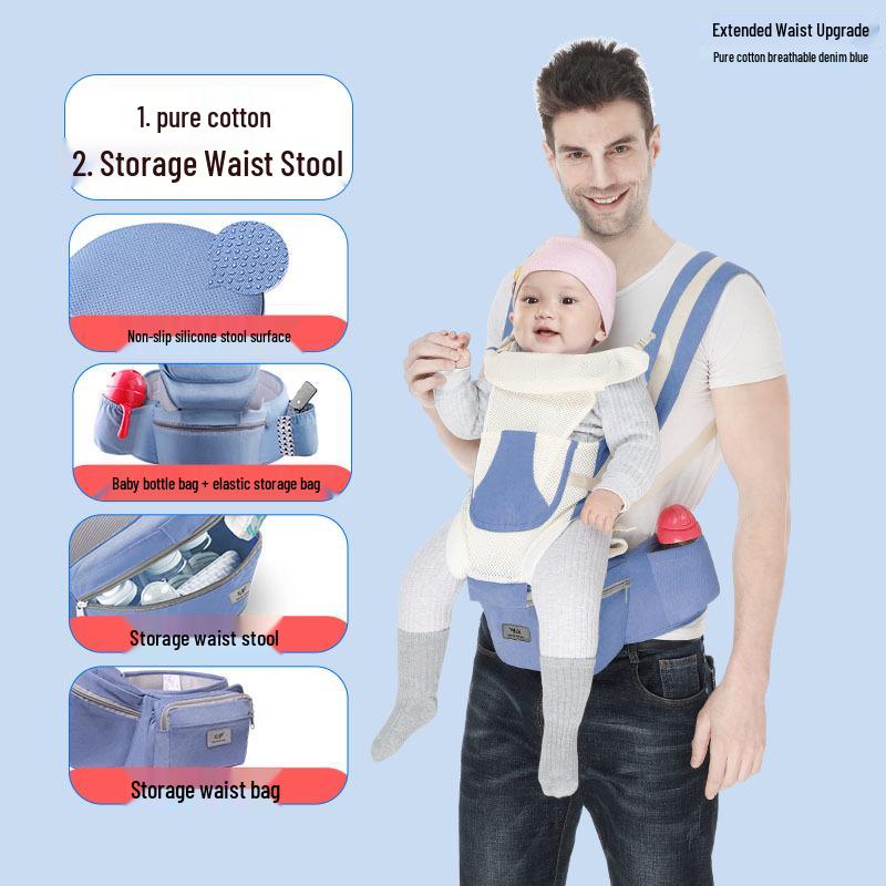 Multifunctional Baby Carrier with Horizontal Hold & Waist Stool Storage