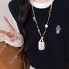 Beaded Apple Coffee Cup Pendant Necklace - Minimalist and Sweet Sweater Chain