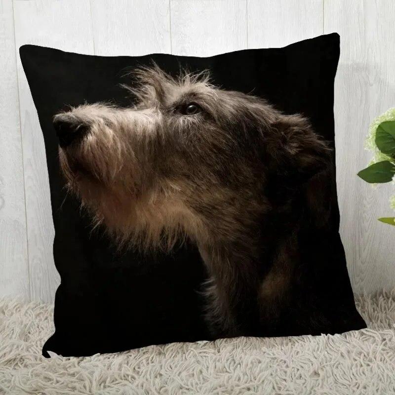 Irish Wolfhound Pillowcase Modern Home Bedroom Living Room Sofa Cushion Cover 45x45cm Peach Skin Pillowcase