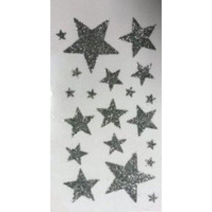 Glittery Silver Star Stickers 1 To 5 Cm 20 Pieces
