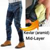 Men Kevlar Motorcycle Jeans Cooling Summer Riding Pants with CE Knee Armor Protective Blue Black