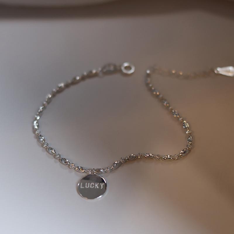 ANENJERY Round Coin Bracelet for Women Matting Lucky Bead Chain Bracelet Shiny Summer Jewelry New