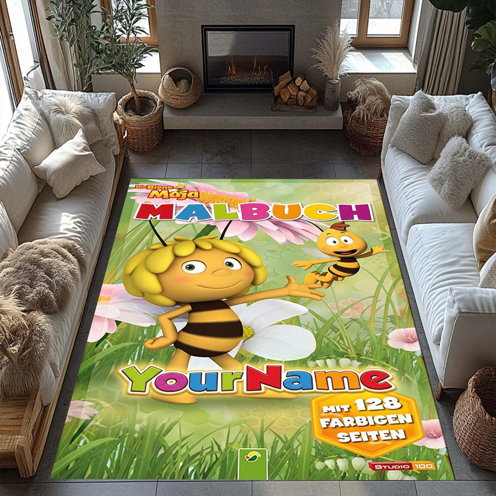 Biene Maja Personalized Text Floor Mat Perfect for Kitchen Dining Room Bedrooms Game Room Anti-slip Rug Office home decor Best for Christmas