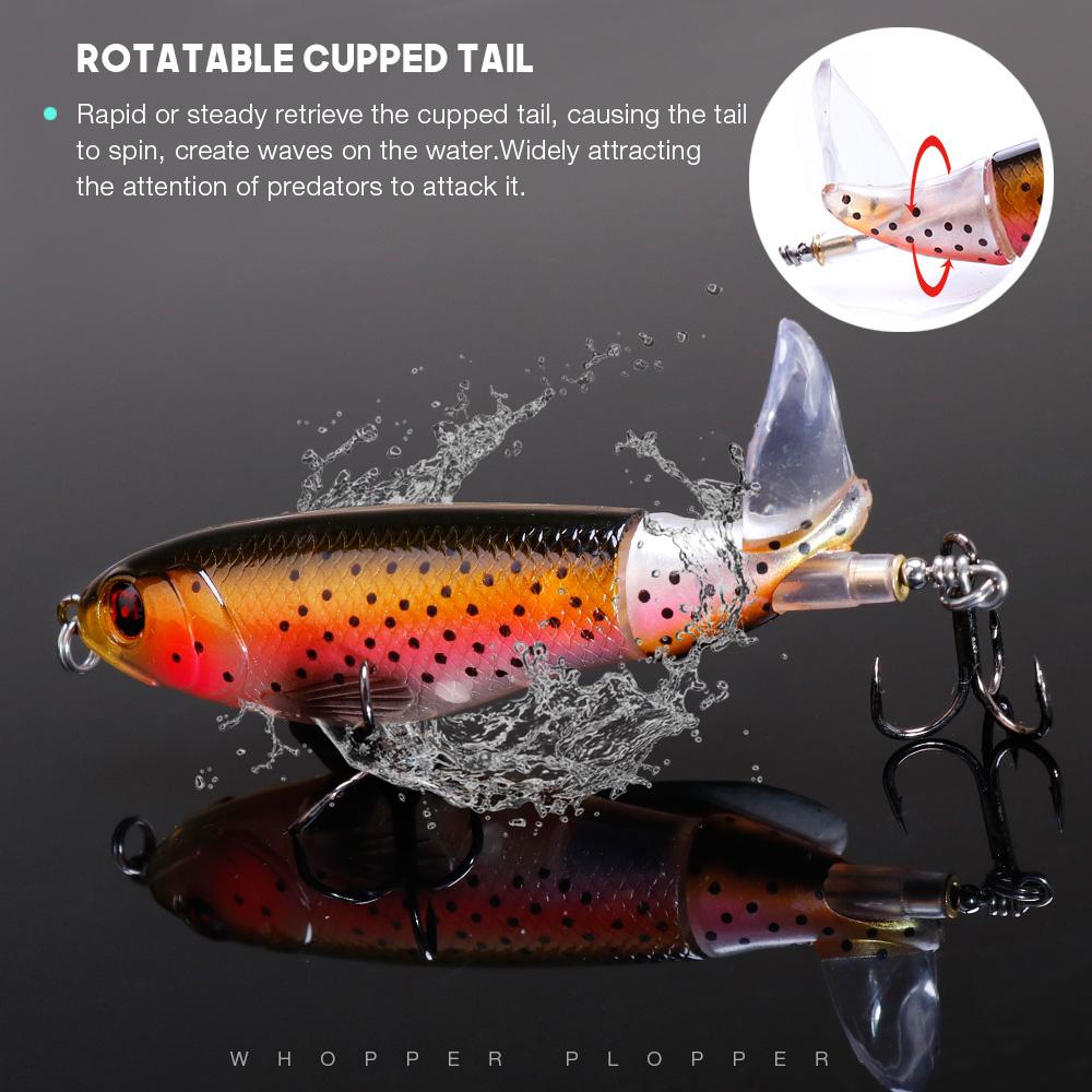 5pcs Topwater Pencil Whopper Popper Fishing Lure Set 10cm 16g Artificial Bait Wobbler Pike With Rotating Tail Tackle Kit