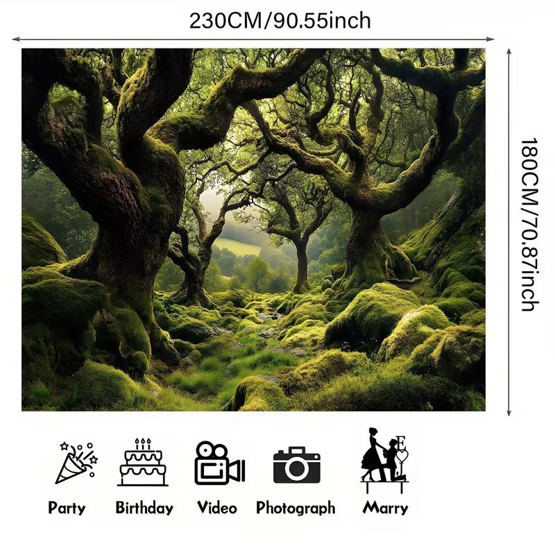 2D Ancient Mossy Oak Trees Enchanted Forest Themed Backdrop 47.2x31.5inch/120*80cm