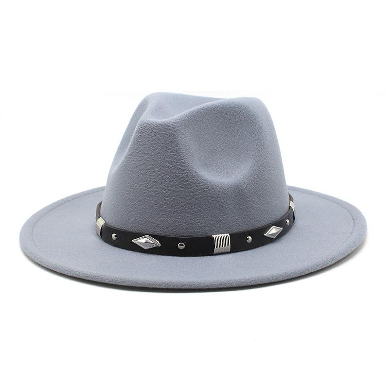 Rivet Accessories Top Hat Men'S And Women'S Wool Hat British Retro Outdoor Big Edge Flat-Brimmed Jazz Hat