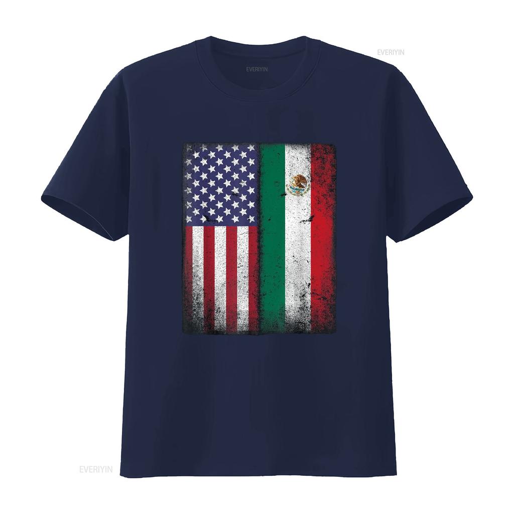 Mexican American Flag Mexico Usa Mexicana Mexicano T Shirt vintage Washed Stretched Slightly graphic Casual homme Soft Stylish