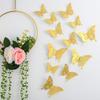 3D Three-dimensional Hollow Butterfly Wall Sticker Wall Decoration Living Room Wall Arrangement Metal Texture Creative Sticker