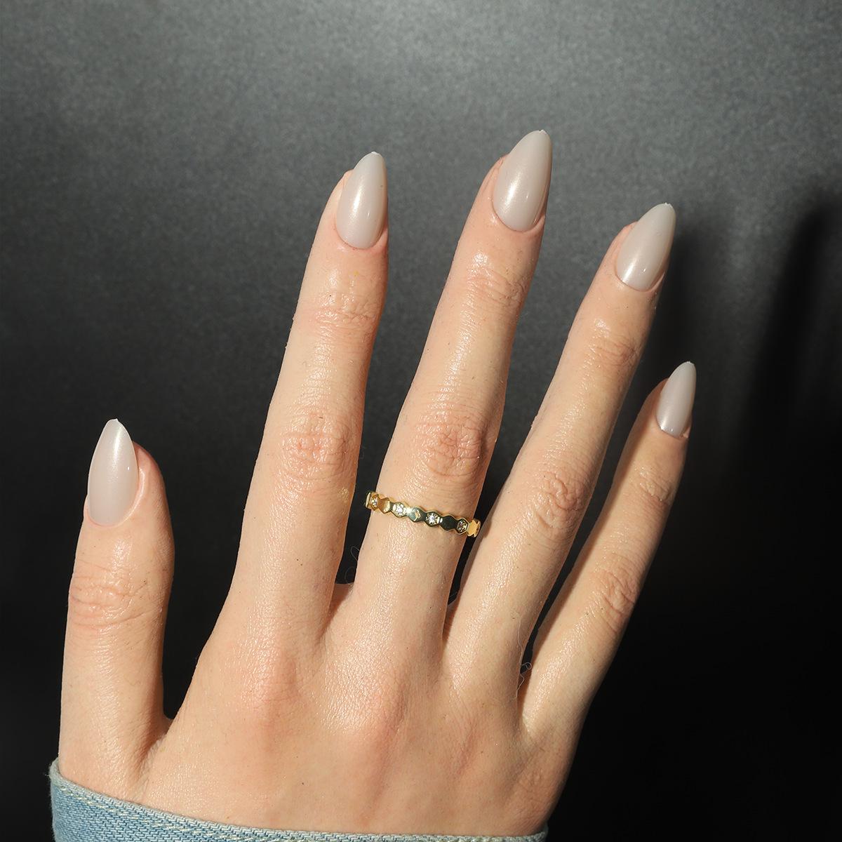 Short Almond Glossy False Nails Set - 30 Removable Pieces Glue Type