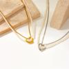 Gold Plated Heart Pendant Pearl Layered Necklace, Stainless Steel Double Chain Choker, Elegant Jewelry for Women Gift