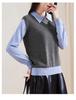 Fake Two Polo Collar Long-Sleeved Knitted Sweaters for Women