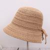 Bow Knitted Hollow Bucket Hat Women's Summer Breathable Basin Hat Sunshade Sunscreen Hat Versatile Bucket Hat
