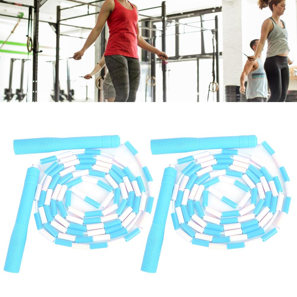 2 Stück PVC Bunt Verstellbares Gelenk Springseil Kinder Kindergarten Erwachsene Fitnesszubehör Blau