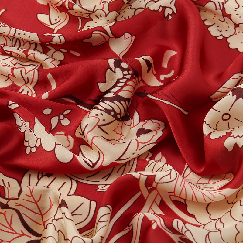 Floral Printed Imitation Silk Satin Scarf Elegent Sunscreen Shawl Beach Travel Head Wrap Women Outdoor Windproof Hijab180*90Cm