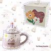 Cute Ceramic Mug with Lid, Spoon, and Straw - Perfect Birthday or Couple's Gift