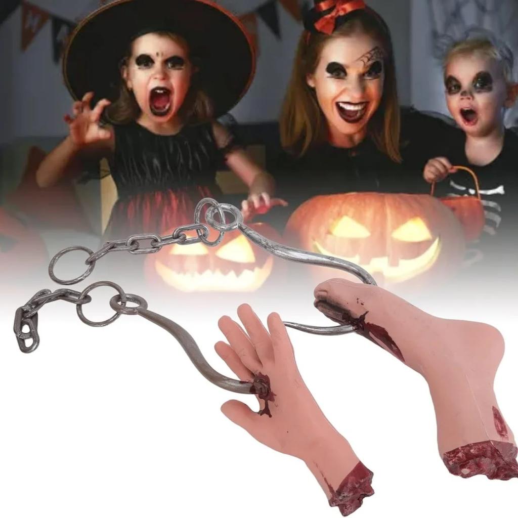 Halloween Horror Props Chain Hook Hand Hook Foot Hook Head Haunted House Secret Room Scene Yard Decoration Horror Decoration