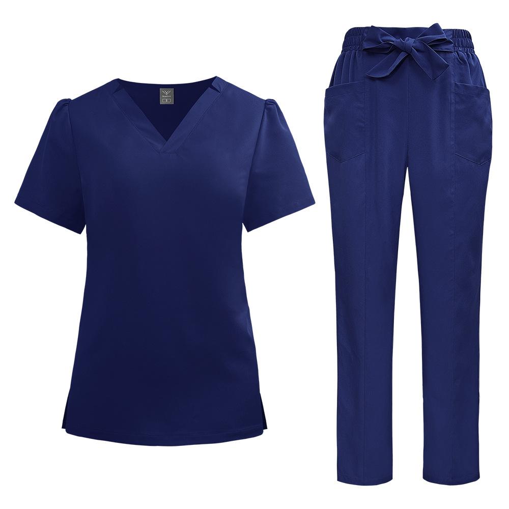 

Women s new quick-drying thin beauty salon SPA club bow solid color hospital work nurse uniform hand wash XXL