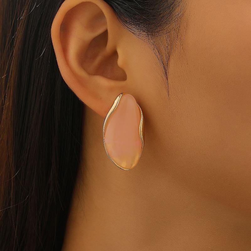 VIVILADY Geometric Charming Irregular Maillard Resin Retro Stud Earrings for Women Fashion Jewelry Wearable for Party
